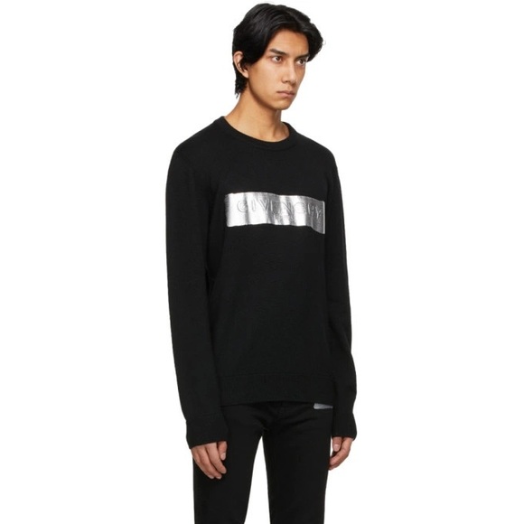 Givenchy Wool Crewneck ' Latex Logo Black/Silver Sz M 👉Like Sz S Mens👈